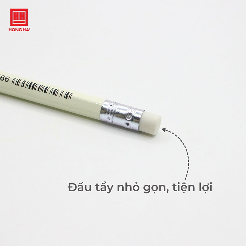 Hộp 12 bút chì gỗ 2B Hồng Hà kèm đầu tẩy  ABC Plus - 3566 chuyên dùng viết, vẽ phác thảo