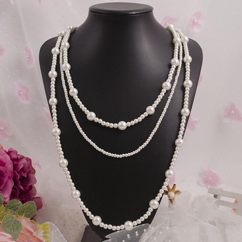 N372 dây chuyền hạt trai 3 sợi kiểu dáng xinh xắn cho nữ