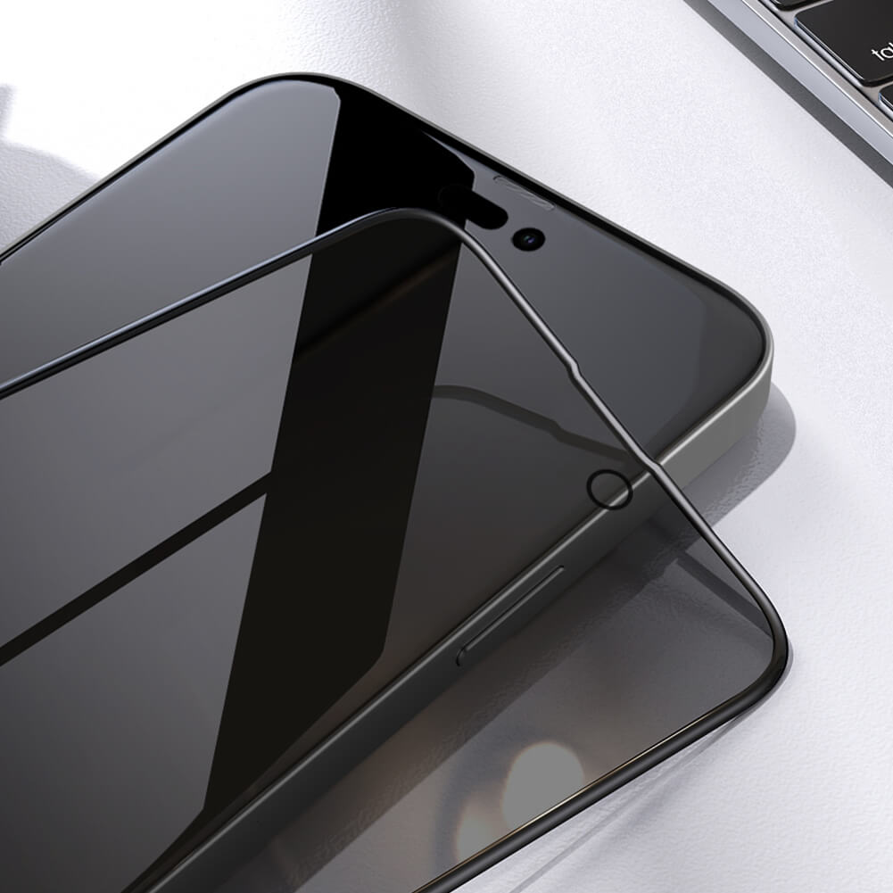 Bộ 2 miếng dán kính cường lực chống nhìn trộm full 3D cho iPhone 14 Pro hiệu Baseus Privacy Protector mỏng 0.3mm, vát cạnh 2.5D, độ cứng 9H - hàng nhập khẩu