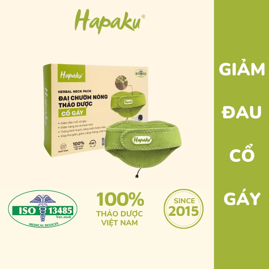 Bộ đai chườm nóng thảo dược giảm đau cổ gáy dùng điện - Hapaku