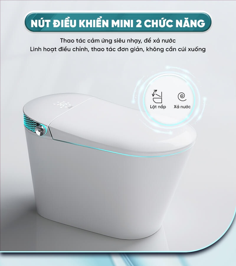 Bồn Cầu Thông Minh EVA Tự Động Đóng Mở Nắp, Toilet Điện Tử Xịt Rửa Tự Động và Bồn Cầu Xả Nước Tự Động