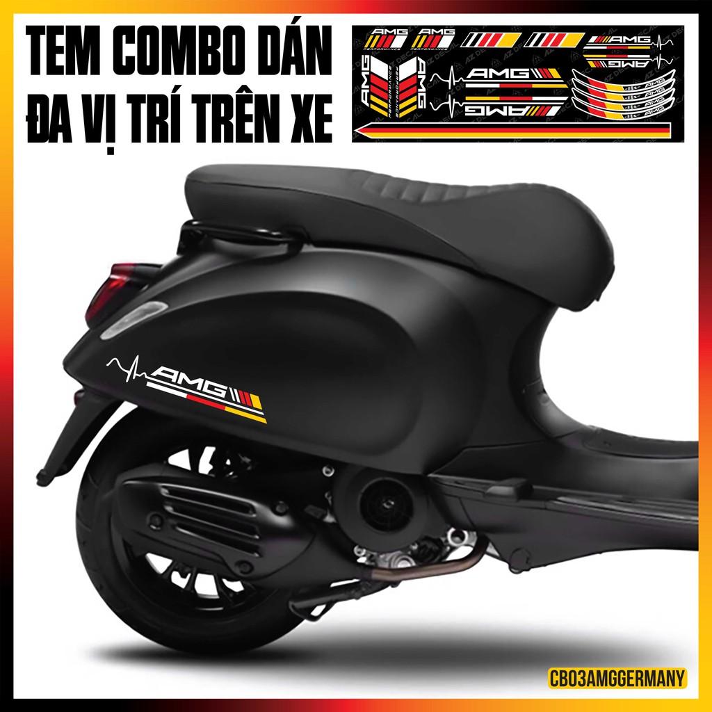 Tem Xe AMG GERMANY Trang Trí Xe Máy, Xe Điện | CB03AMGGERMANY | Decal PVC Dán Đa Vị Trí - In Trong