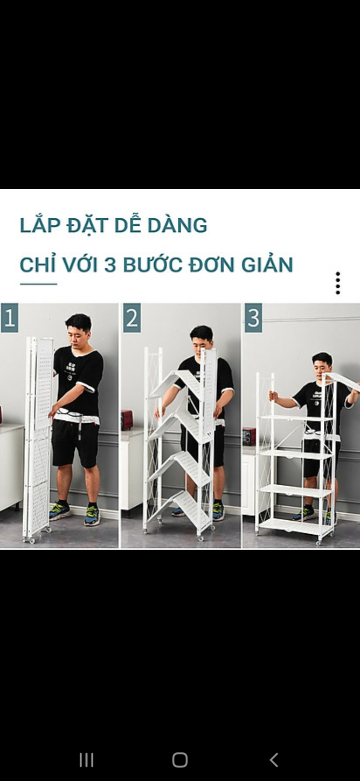 KỆ ĐỂ LÒ VI SÓNG 4 TẦNG GẤP GỌN BẰNG SẮT CÓ BÁNH XE DI CHUYỂN TIỆN LỢI