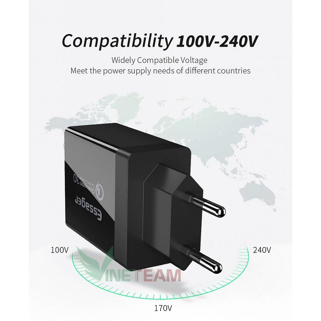 Cốc sạc nhanh QC 3.0 30W 5 V /9 V / 12 V ESSAGER / USAMS /CYKE cho điện thoại