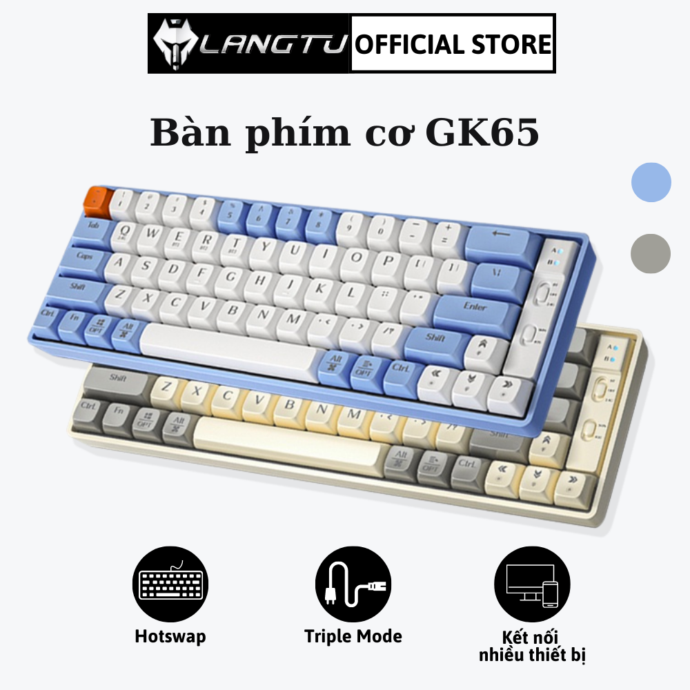 Bàn Phím Cơ Bluetooth GK65 LANGTU Không Dây Triple Mode Phím Hotswap Hàng Chính Hãng