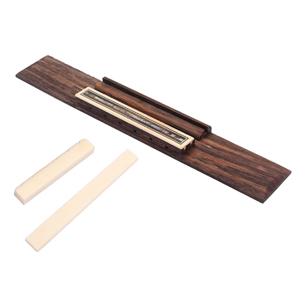 Set of Rosewood Guitar Bridge&Bone Saddle&Bone Nut for Acoustic Guitar Parts