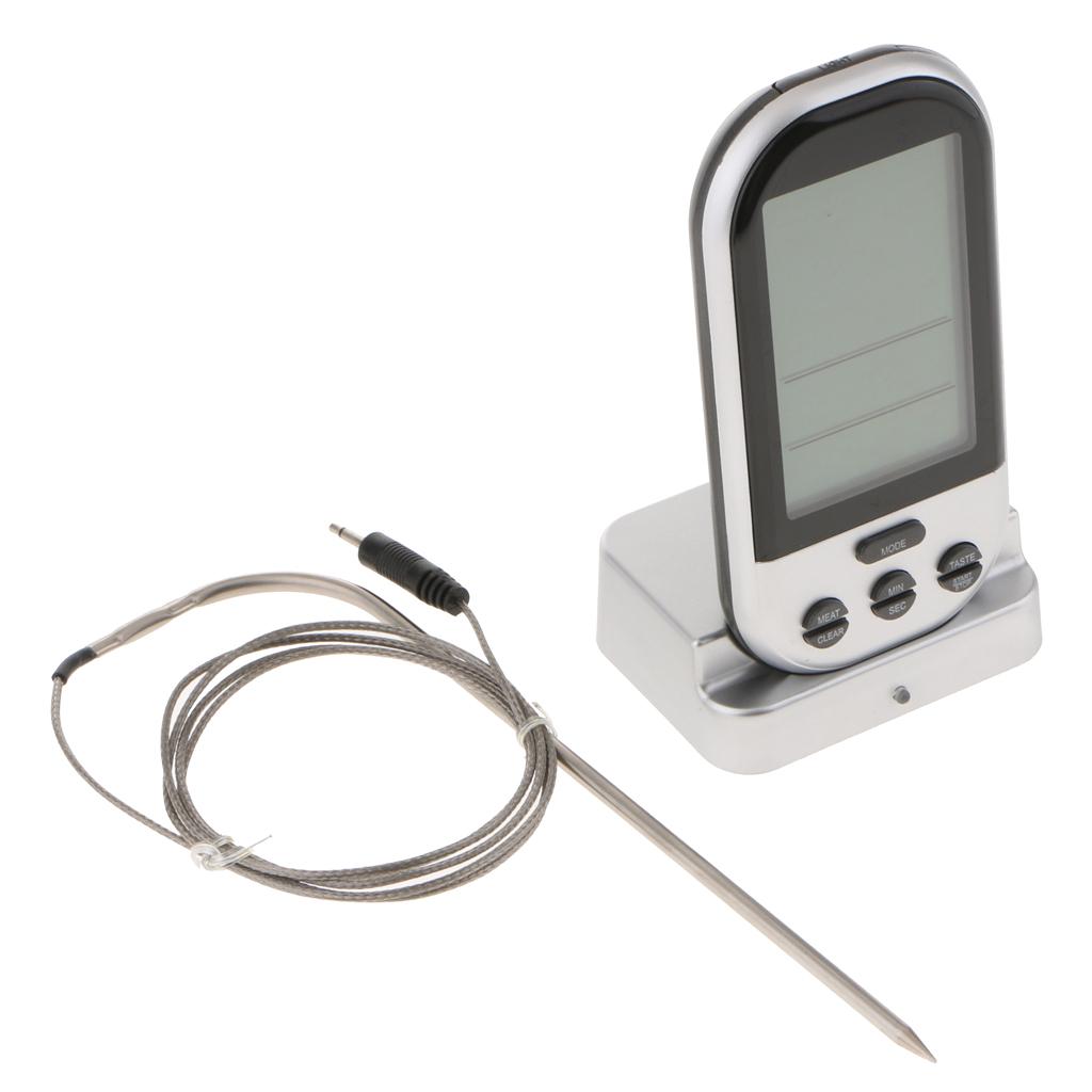 Oven & BBQ Wireless Digital Meat Cooking Thermometer and Timer with 2 Stainless Steel Probes for Cooking meats to perfection