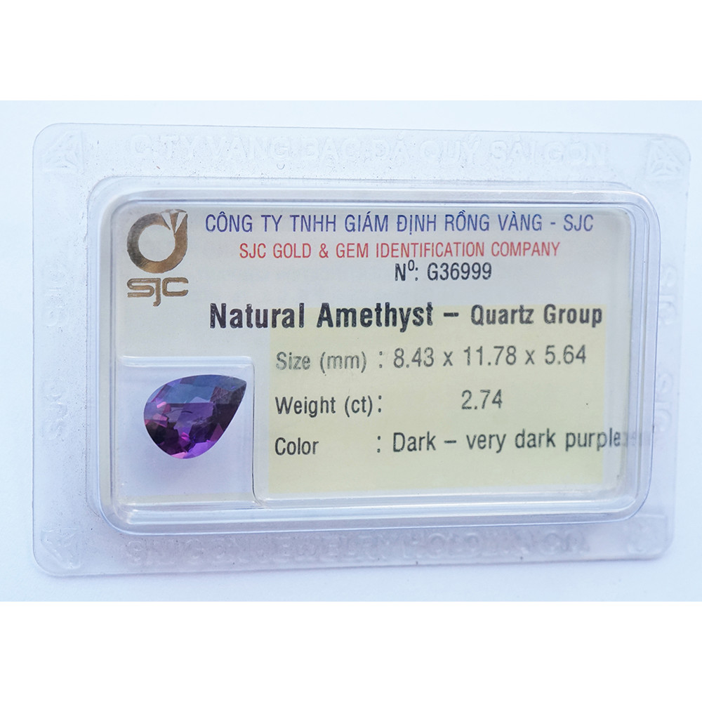 Mặt đá thạch anh tím Amethyst tự nhiên mài giác giọt nước