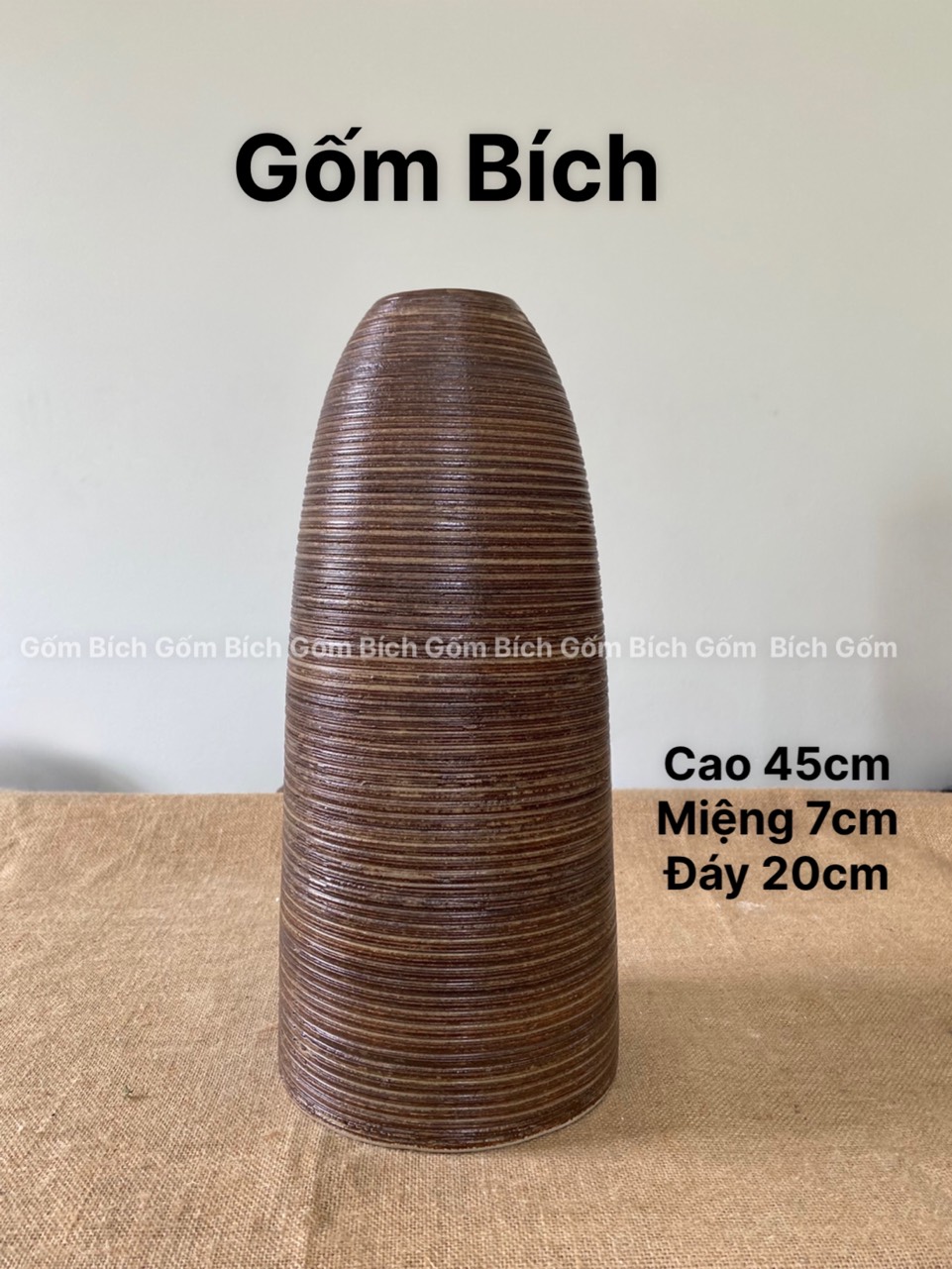 Bình Hoa Dáng Chuông Thon Cao 45cm Lọ Hoa Men Mộc Cắm Đào Lê Mận Tuyết Mai Gốm Sứ Bát Tràng - Gốm Bích