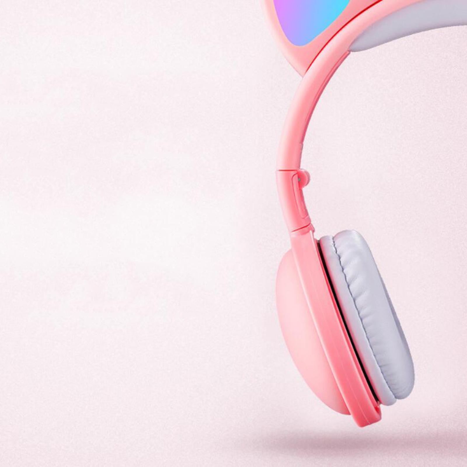 Cat Headphone Stereo Adjustable Bluetooth 5.0 for iOS and android Pink
