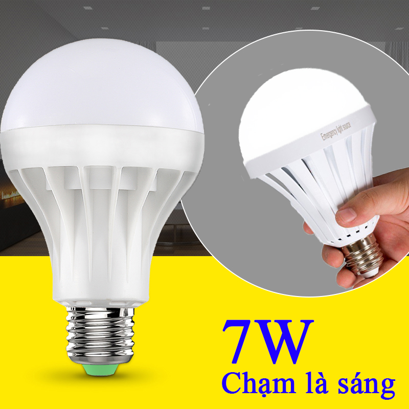 Combo 2 bóng đèn Led cảm ứng tích điện 7W (tặng kèm chui sạc)