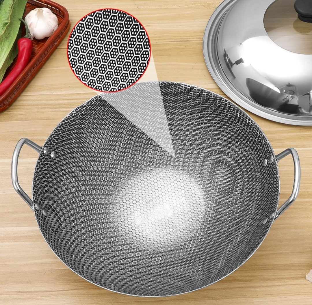 Chảo Inox Cao Cấp nhiều Size > Chảo Inox Chống Dính Tự Nhiên Bề Mặt Nhám Tổ Ong - Công Ngệ Mới