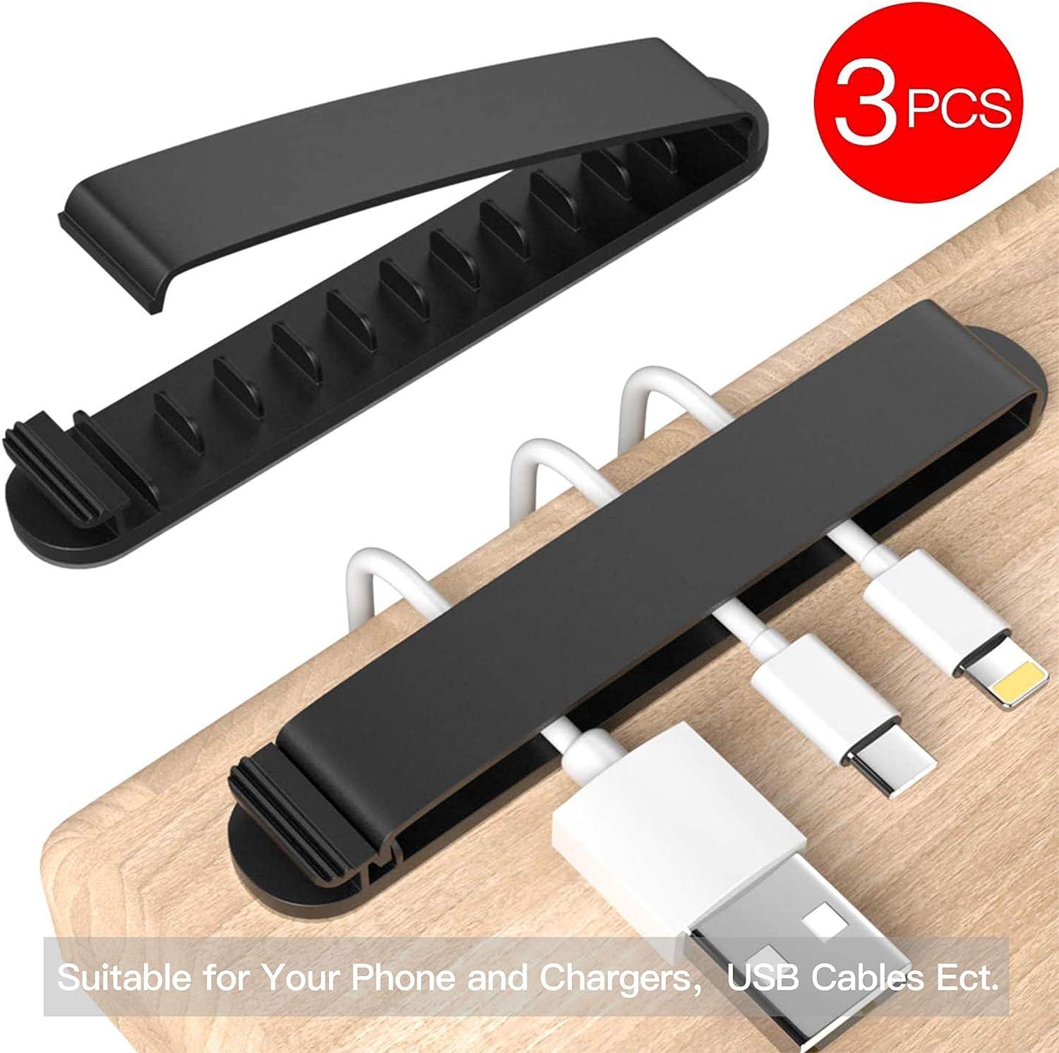 Kẹp Cáp, Bộ 3 Gói Quản lý Cáp Sạc Bộ Tổ chức Cáp để Sắp xếp Dây Cáp Điện thoại Điện thoại Văn phòng Tại nhà, Giá đỡ Dây Tự dính
