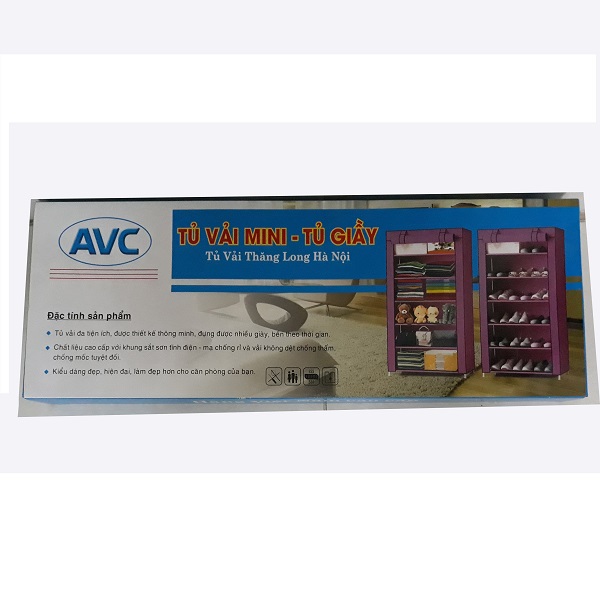 Tủ vải đựng giày, 6 tầng, khung sắt mạ kẽm