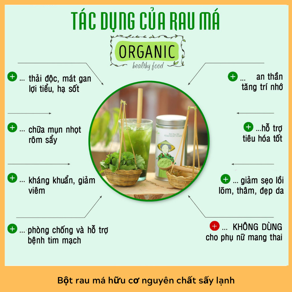 Bột rau má hữu cơ nguyên chất sấy lạnh Dalahouse - Mẫu mới 2022 Hộp 120gr tiết kiệm - Giải độc, mát gan, thanh nhiệt cơ thể, giảm mụn, đẹp da