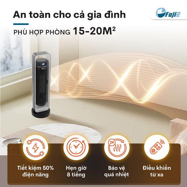 Quạt sưởi gốm Ceramic để sàn FujiE CH-2400 - Hàng Chính Hãng