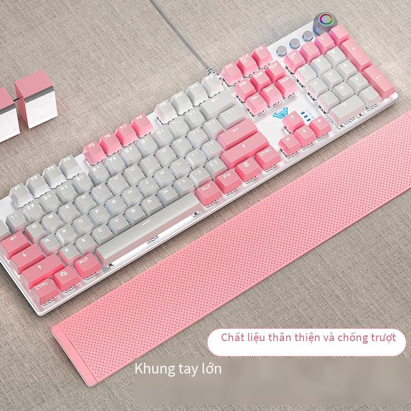 Khuyến mại màu hồng bàn phím cơ chuột tai nghe ba mảnh phù hợp với cô gái không hỗ trợ các trò chơi cạnh tranh có dây không hỗ trợ sử dụng văn phòng