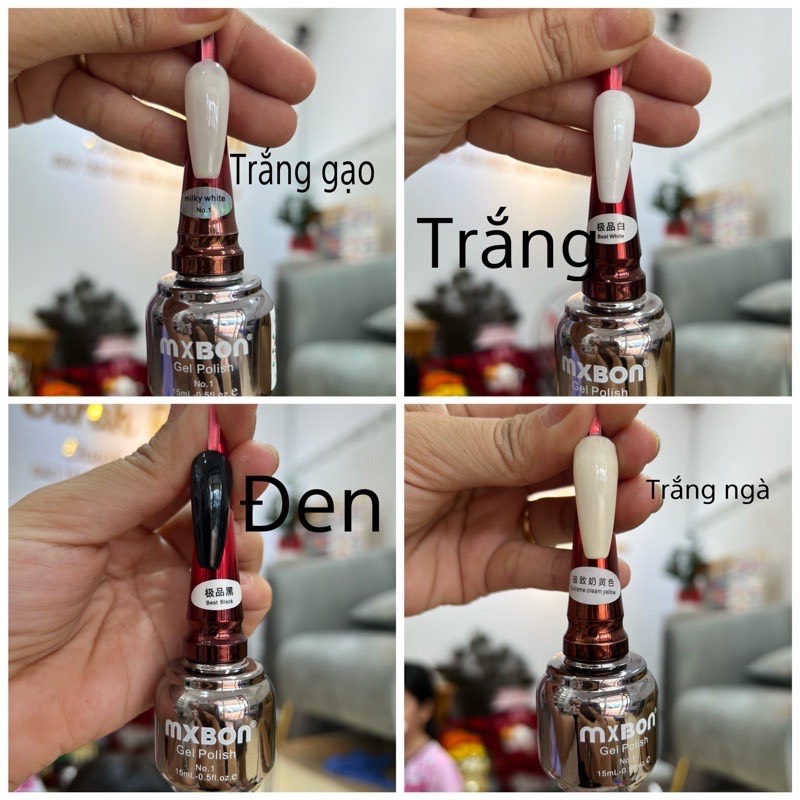 Sơn m.xbon màu đen , trắng , trắng sữa , trắng gạo làm móng tay