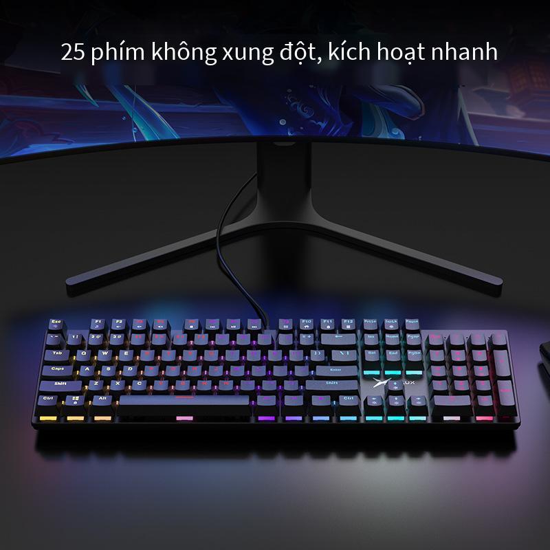 Bàn phím cơ USB có dây KM55 104 phím đầy màu sắc giá rẻ trục xanh đèn nền màu hỗn hợp 25 phím không đục lỗ