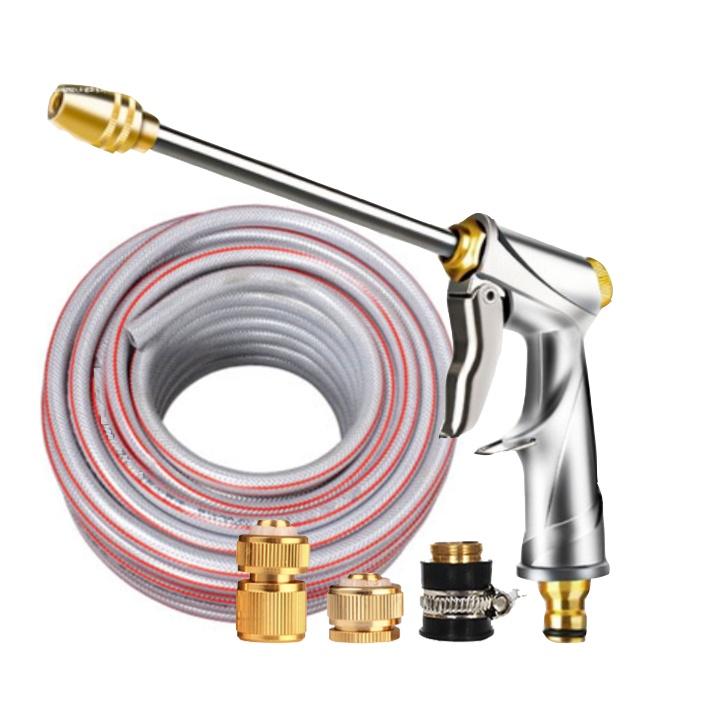 Rửa xe tưới cây Bộ dây và vòi xịt tăng áp lực nước 300% loại 30m cút đồng,nối đồng 206701-2