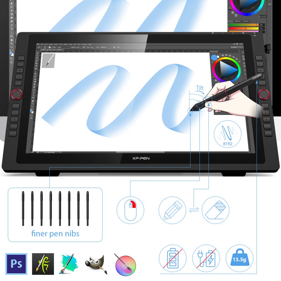 Bảng Vẽ Màn Hình XP-Pen Artist 22R Pro 21.5inch IPS FullHD 90% AdobeRGB, 2 Dial, 20 Express Keys, Lực Nhấn 8192 - Hàng Chính Hãng