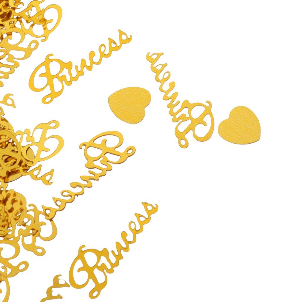 15g Glitter PRINCESS Heart Confetti Foil Girls Birthday Party Decor Gold
