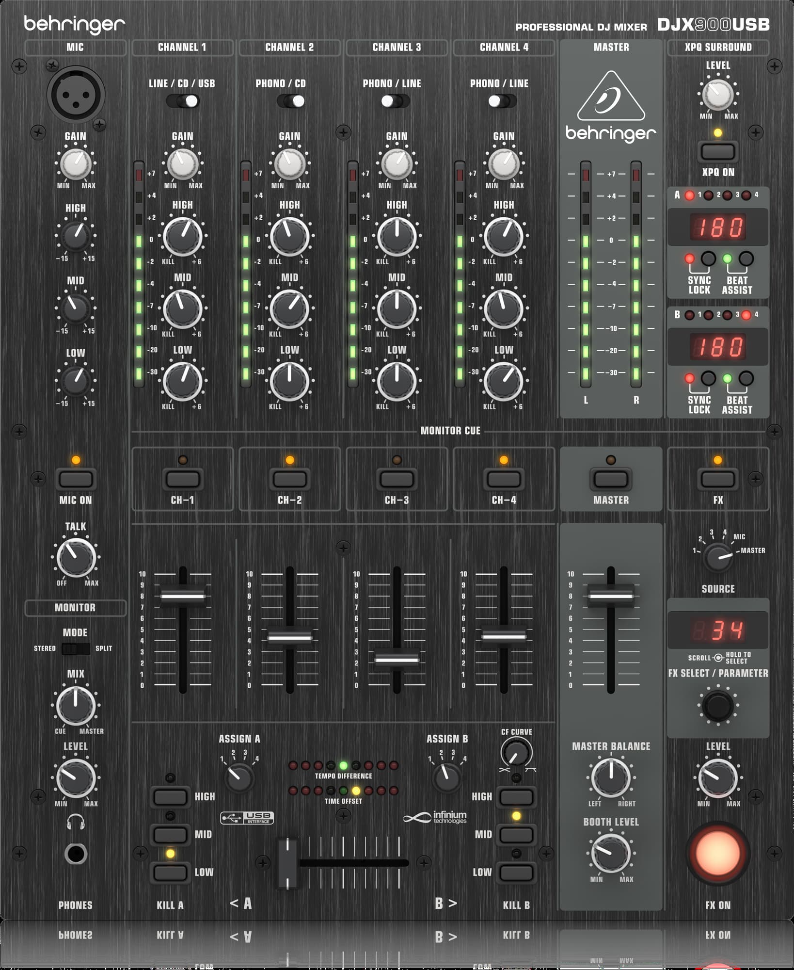 Mixer DJ 5 kênh DJX900USB Behringer - Hàng Chính Hãng