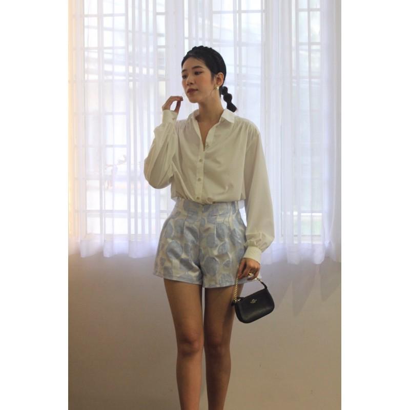 OLALASTUDIO Áo sơmi trắng kate silk Carlo Shirt