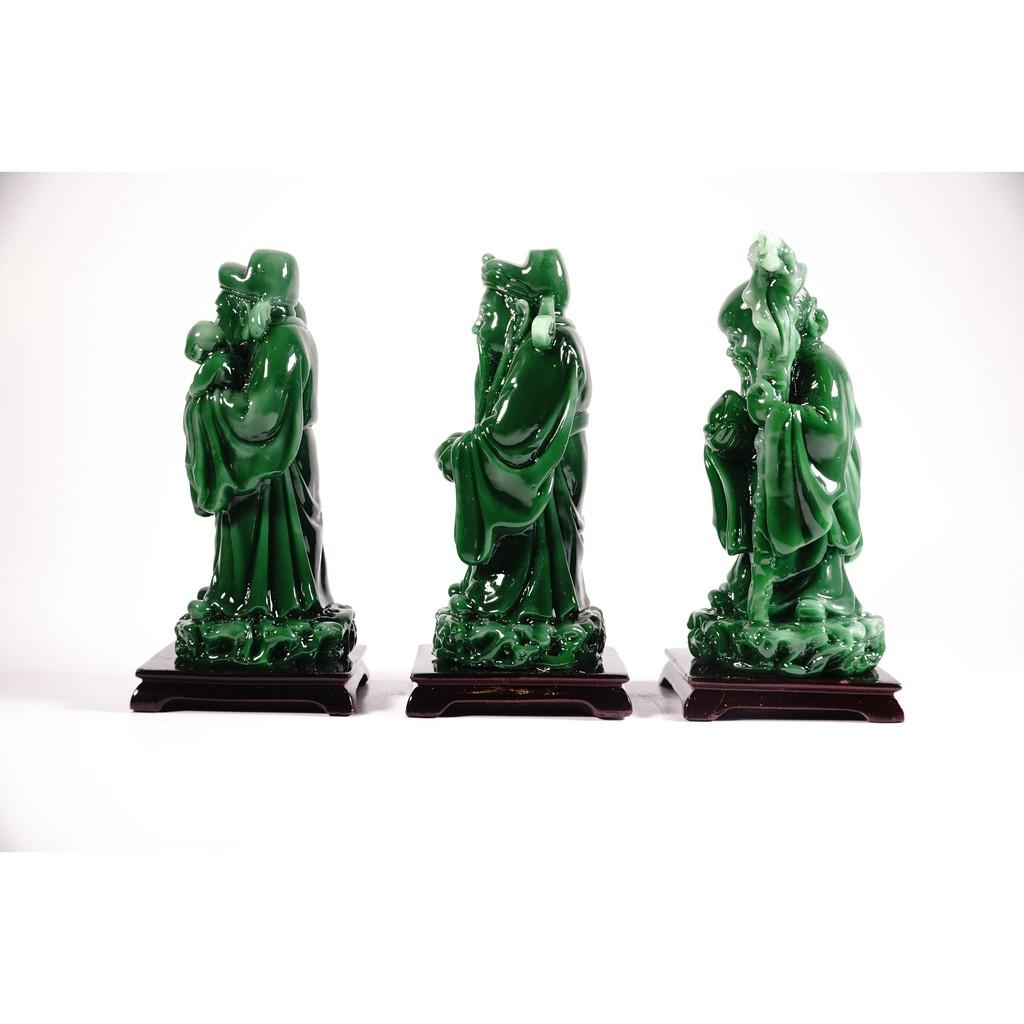 Bộ tượng Tam Đa Phúc Lộc Thọ cầu tài lộc ngọc xanh - Cao 13cm