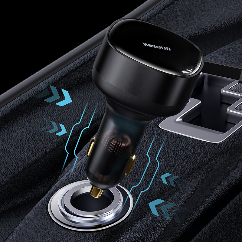 Tẩu Sạc Ô Tô Kèm Dây Baseus Enjoyment Retractable 2-in-1 Car Charger C+C 33W