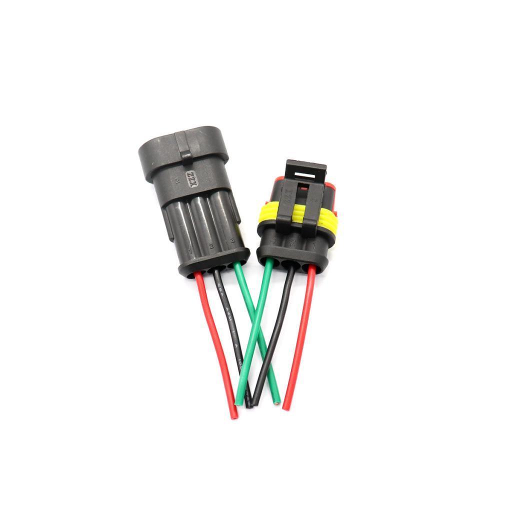 Support 3 Pin Way Car Auto Waterproof Electrical Connector Plug Socket Kit with Wire AWG Gauge Marine Pack of 5