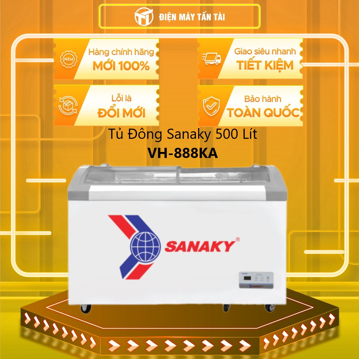 TỦ ĐÔNG TRƯNG BÀY KEM SANAKY 500 LÍT VH-888KA NHÔM (R290A) (HÀNG CHÍNH HÃNG) (CHỈ GIAO HCM)