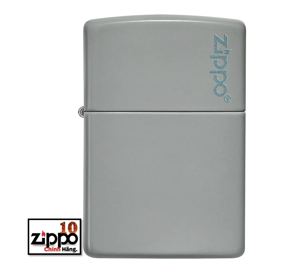 Bật lửa Zippo (sơn tĩnh điện) 49452ZL Classic Flat Grey Zippo Logo SKU - Chính hãng 100%