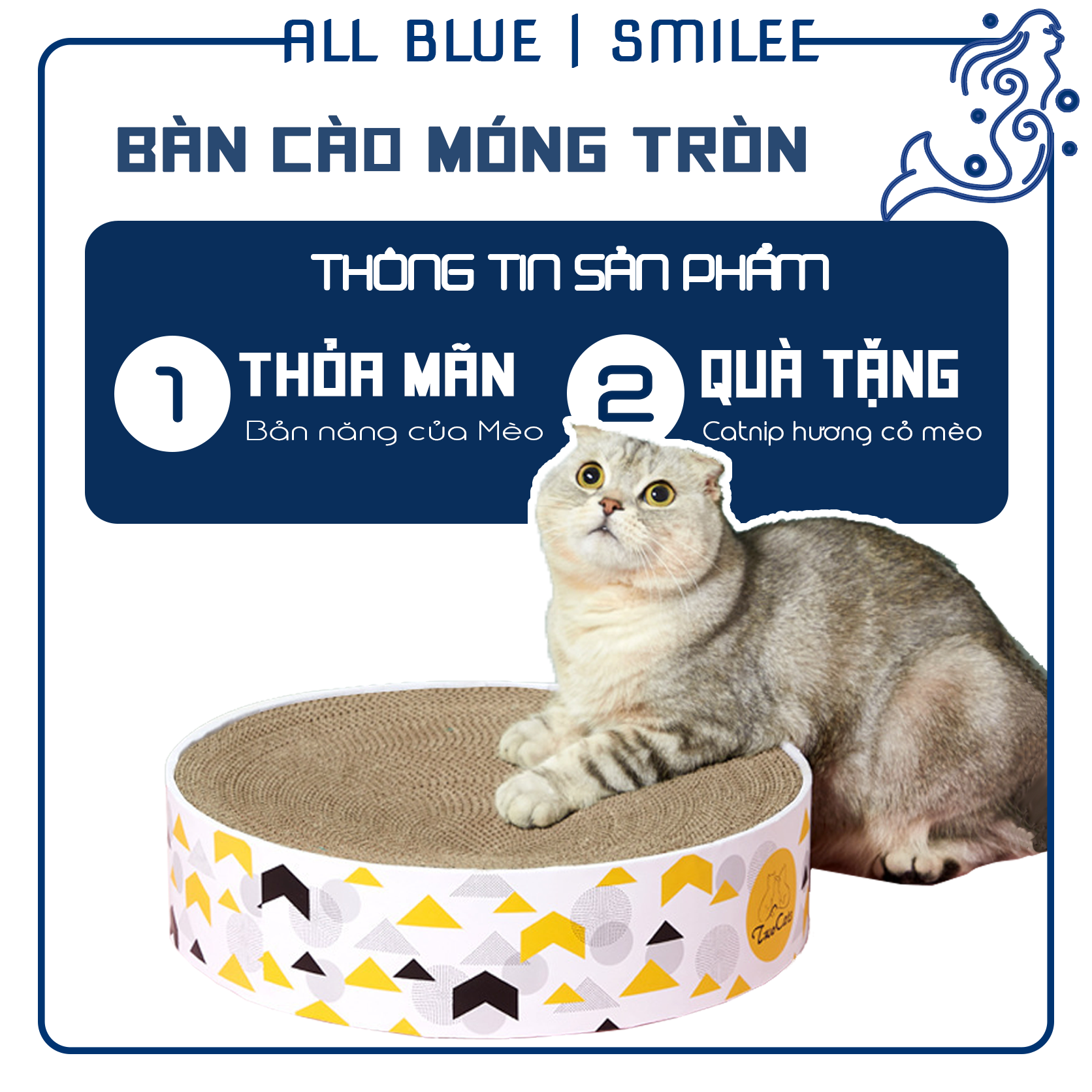 Bàn cào móng hình tròn cho mèo (tặng kèm catnip bạc hà) để các bé mèo cào móng, giảm stress, hạn chế phá đồ, cào hư đồ trong nhà, nằm ngủ, bàn cào móng mèo bìa catton