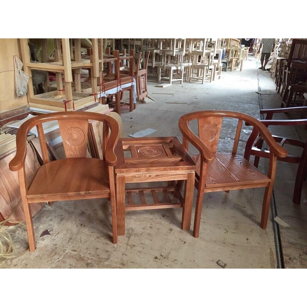 Bộ Bàn trà gỗ sồi 2 ghế