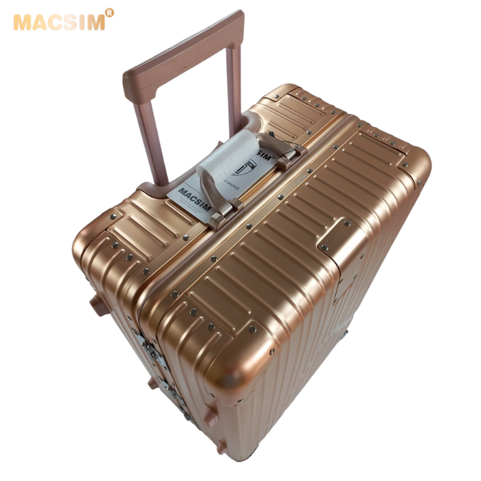 Vali hợp kim nhôm nguyên khối MS1104 nhãn hiệu Macsim cao cấp màu Rose cỡ 26 inches