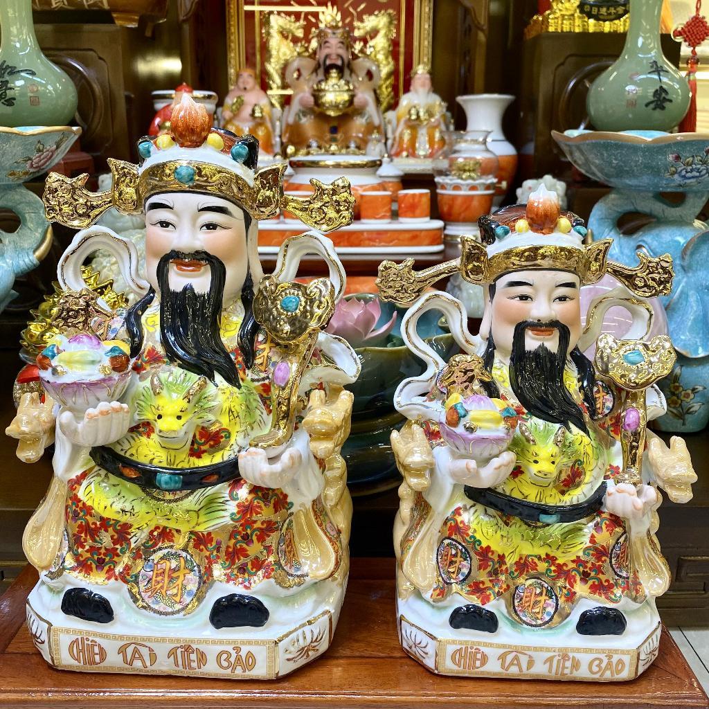 Tượng thần tài, thổ địa gấm đỏ RỒNG VIỆT, tượng thần phát gốm sứ cao cấp