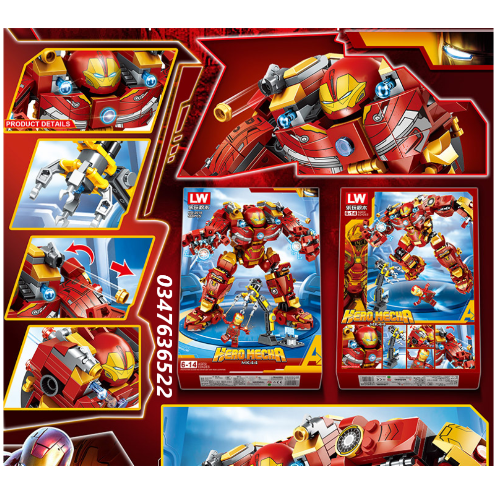 Bộ Đồ Chơi Lắp Ráp Xếp Hình Mô Hình Người Sắt, Lắp ghép Hulkbuster, Người sắt - đồ chơi trẻ em