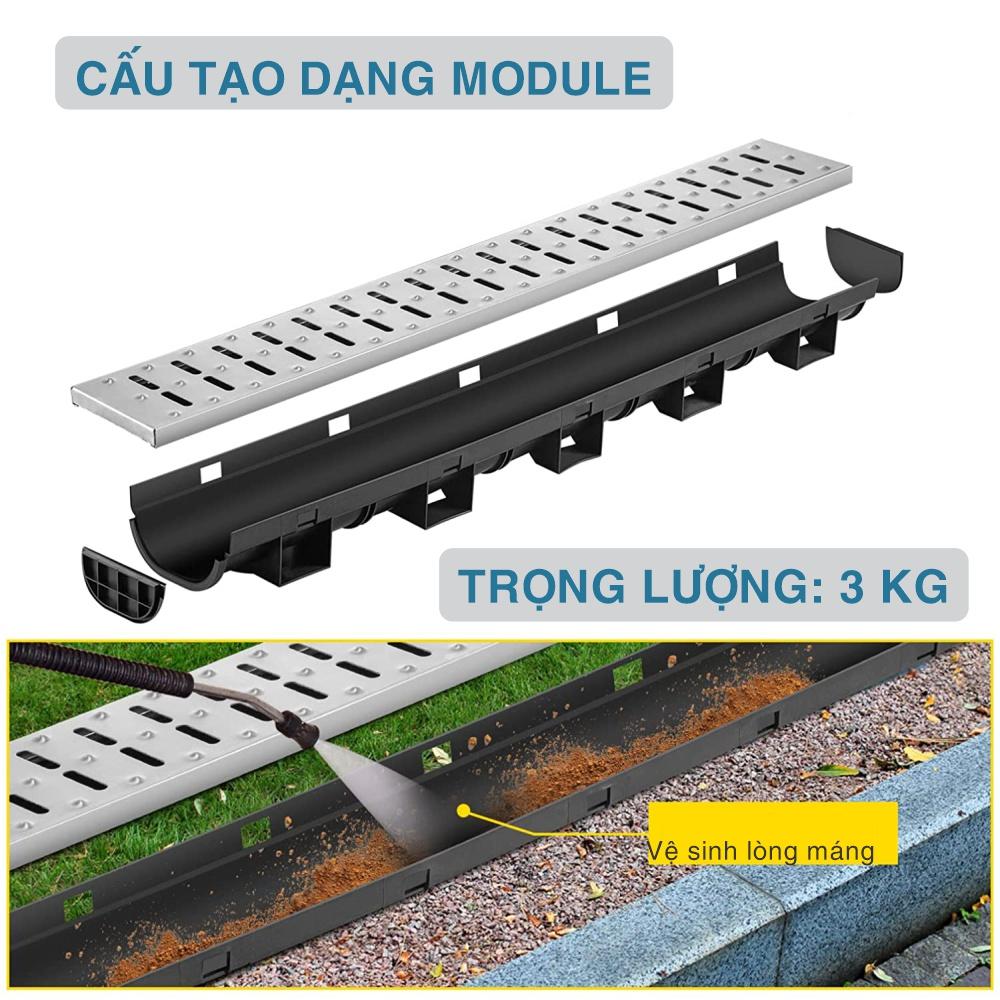 Rãnh (cống) thoát nước mưa HDPE.Kích thước: 150x80x1000mm.Chống ngập - Thoát nước nhanh - Tiết kiệm - Bảo hành 10 năm