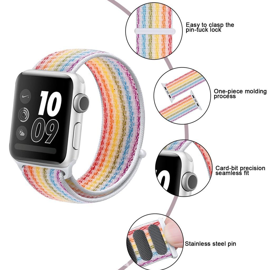 Dây Nylon Sọc Cao Cấp Apple Watch Series 7/6/5/SE/4/3/2/1 Size 38-40-41-42-44-45