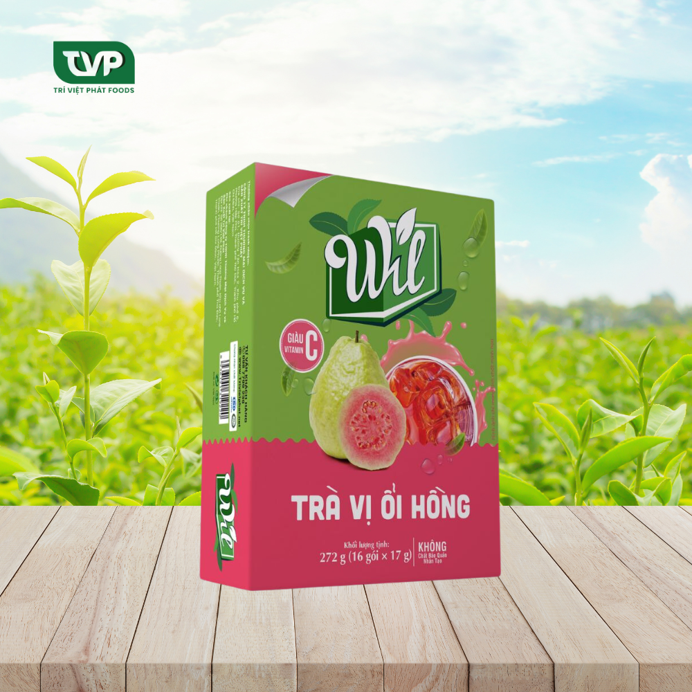 Trà hòa tan vị ổi hồng Wil bổ sung Vitamin giải khát hộp 272g (16 gói x 17g/gói)