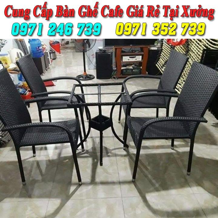 Bàn ghế cafe nhựa giả mây sân vườn