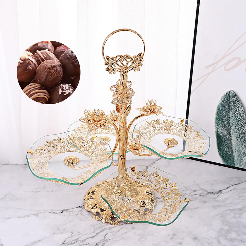 3-Tier Dessert Stand Fruit Plate Candy Cupcake Serving Tray Tempered Glass Trays for Wedding Birthday Party Home Holiday Countertop Decoration
