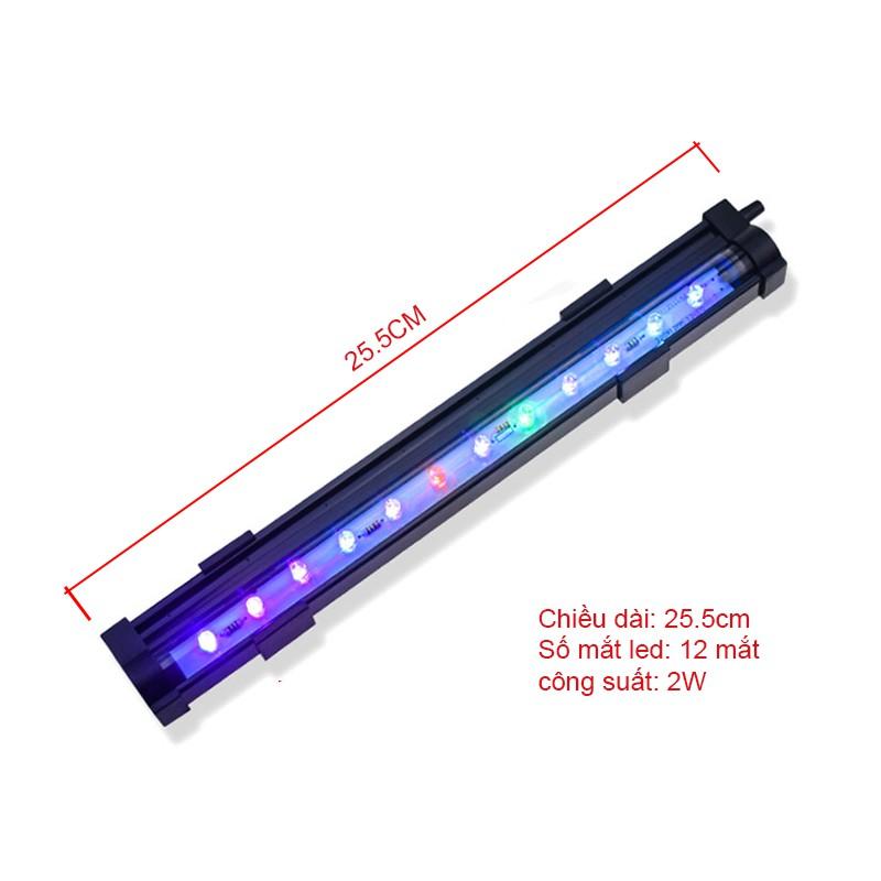 Bộ đèn LED đổi màu bể cá 15cm-25cm-35cm-45cm tùy chọn có đầu sủi bọt khí kèm máy tạo khí oxy cho bể cá