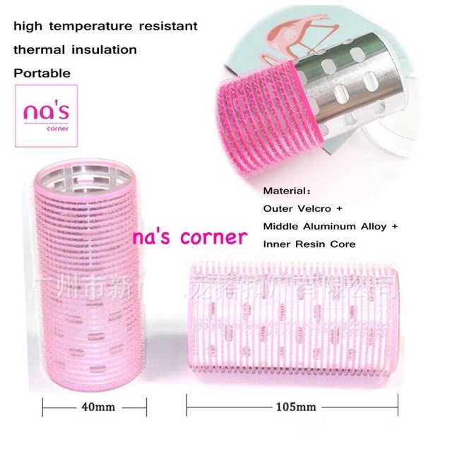 Hình ảnh Lô cuốn tóc tự dính Lõi Nhôm Dài 12cm 10.5cm cao cấp quấn tóc to dài uốn mái bay cỡ lớn