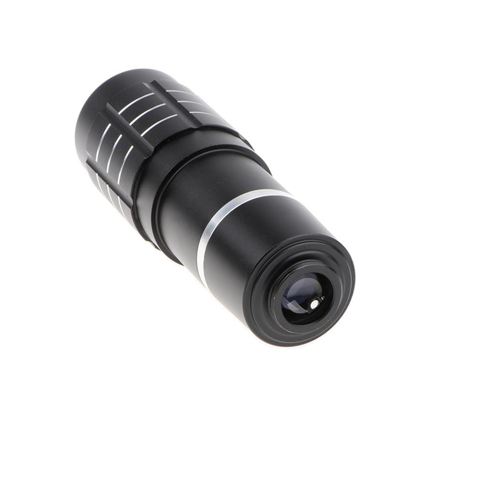 Clip-on 12X Zoom Telescope Camera Telephoto Lens and Wide Angle Lens black