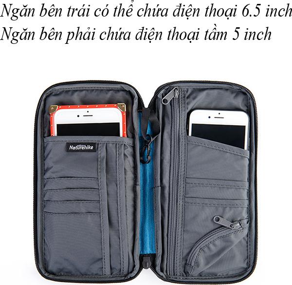 Ví, bóp cầm tay đựng passport, hộ chiếu và thẻ Naturehike NH17C001-B hàng chính hãng