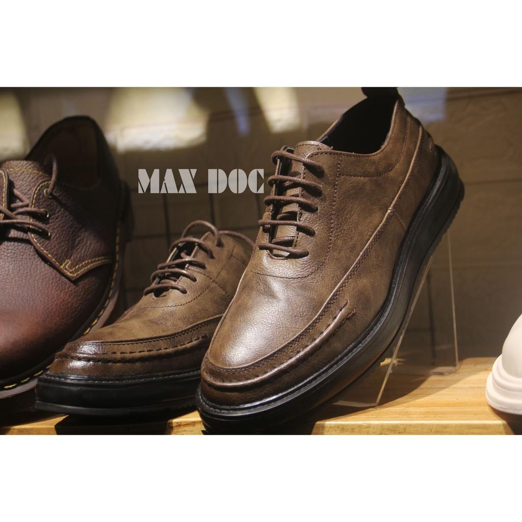 Giày Da Nam Thấp Cổ Buộc Dây, Giày Công Sở Nam Hai Màu Đen Và Nâu, Giày Tăng Chiều Cao - Max Độc - Mã T23