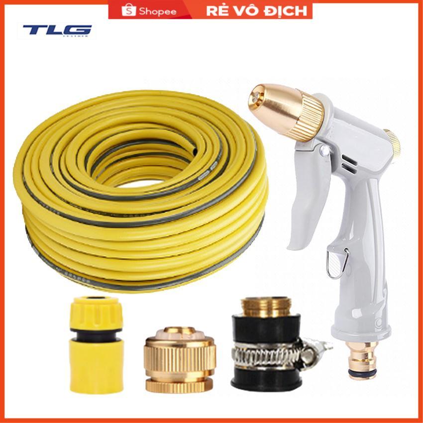 Bộ dây vòi xịt nước tưới cây rửa xe,tăng áp 3 lần, loại 7-10m (cút nhựa nối đồng nhựa) 206846