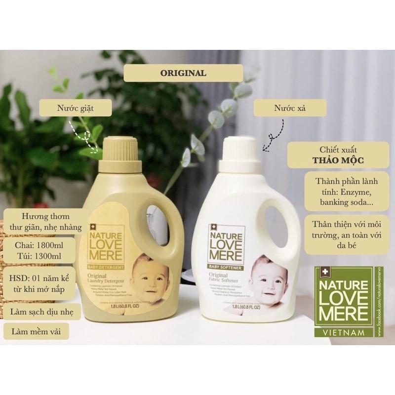 NƯỚC GIẶT/XẢ QUẦN ÁO TRẺ EM NATURE LOVE MERE ORIGINAL HƯƠNG THẢO MỘC 1800ml/1300ml